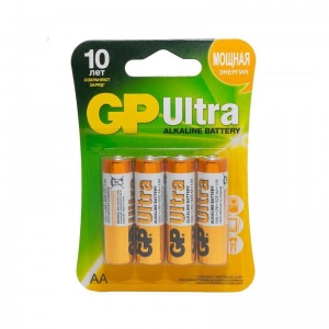 Батарейка GP Ultra AA/LR06 (1.5 В) алкалиновая (блистер, 4шт.) (15AU-2CR4)