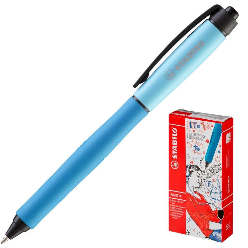 Ручка гелевая автоматическая Stabilo Palette XF (0.35мм, синий, резиновая манжетка, корпус синий), 10шт.