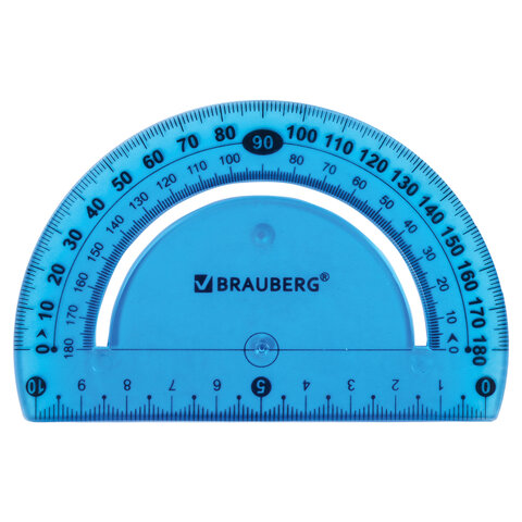 Транспортир 10см, 180° Brauberg Flex, пластик цветной (210676)