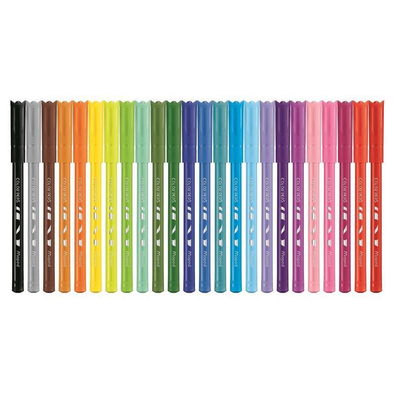 Набор фломастеров 24 цвета Maped Color'Peps Ocean (линия 1мм, смываемые) пвх-упаковка (845722), 12 уп.