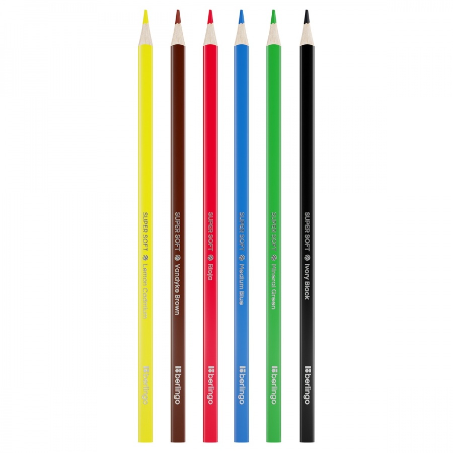 Карандаши цветные 6 цветов Berlingo &quot;SuperSoft. Жил-был кот&quot; (L=180мм, D=7мм, d=3.2мм, 3гр) картон, европодвес (SS00506)