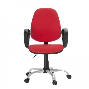 Кресло офисное Easy Chair 222, ткань красная, пластик, металл серебристый