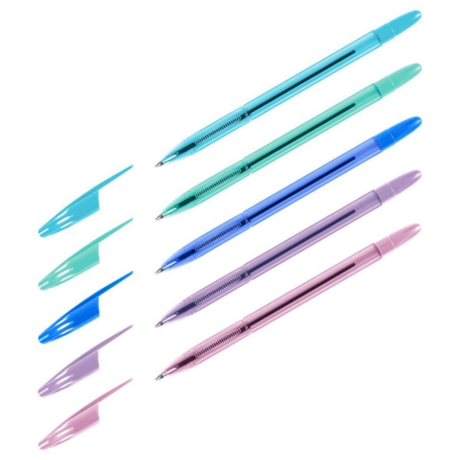 Ручка шариковая Стамм 555 (0.5мм, синий цвет чернил, шестигранный корпус, масляная основа), 50шт. (РШ30410)
