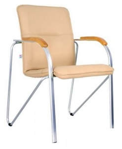 Конференц-кресло Samba, кожзам бежевый (персиковый), бук, хром, 1шт.