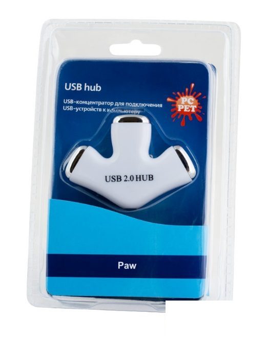 Разветвитель (хаб) USB PC Pet Paw, на 3 порта, белый