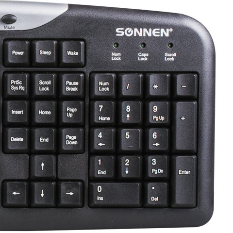 Набор клавиатура+мышь Sonnen KB-S110, проводной, мышь 3 кнопки+1 колесо-кнопка, черный (511284)