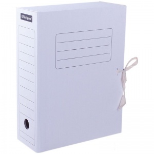 Папка архивная с завязками OfficeSpace (А4, корешок 100мм, до 400л., 2 завязки, картон) белая (225435)