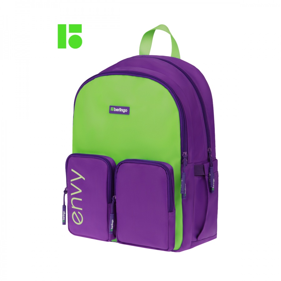 Рюкзак школьный Berlingo &quot;Envy&quot; 2 отделения, 4 кармана, уплотненная спинка, 39x28x17см, зеленый (RU09195)