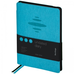 Ежедневник недатированный А5 Berlingo Color Zone (136 листов) обложка кожзам голубая, черный срез, с резинкой (UD0_86502)
