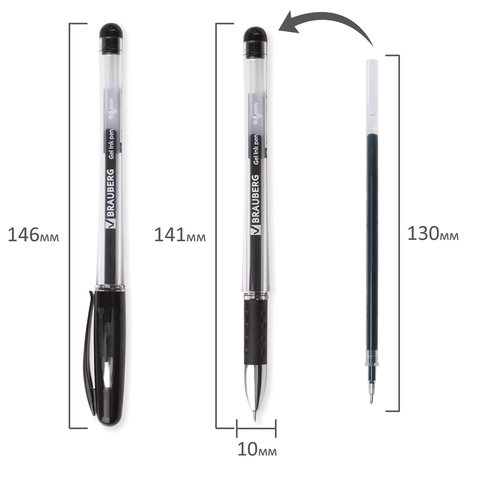 Ручка гелевая Brauberg Geller (0.35мм, черный, игольчатый наконечник) 24шт. (141180)