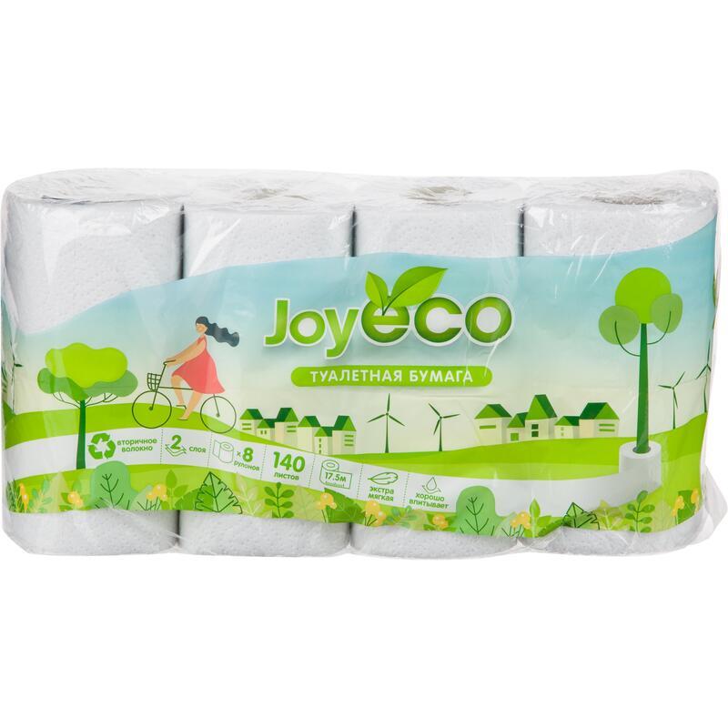 Бумага туалетная 2-слойная Joy Eco, белая, 17.5м, 8 рул/уп, 6 уп.