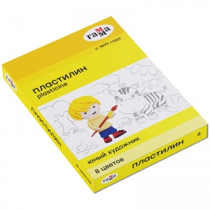 Пластилин 8 цветов Гамма "Юный художник", 112г, со стеком, картон. упаковка (280043)