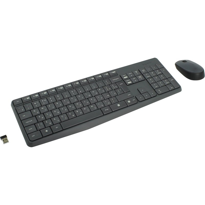 Набор клавиатура+мышь Logitech MK235, беспроводной, USB, черный (920-007948)