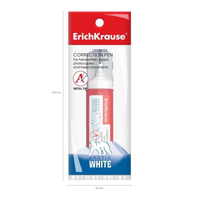 Корректирующая ручка Erich Krause Arctic White, 12мл, металлический наконечник
