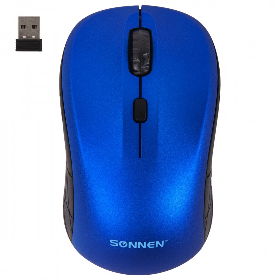 Мышь оптическая беспроводная Sonnen V-111, USB, 4 кнопки, оптическая, синяя (513519)