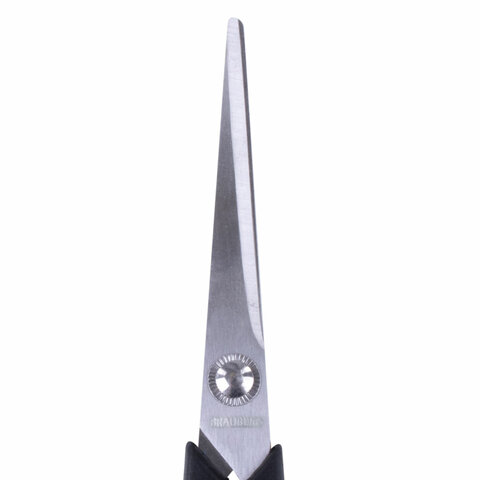 Ножницы Brauberg Soft Grip 165мм, симметричные ручки, остроконечные, серо-зеленые (230761)
