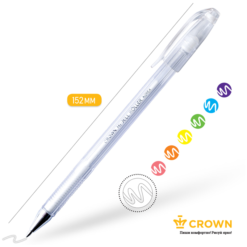 Ручка гелевая Crown Hi-Jell Pastel (0.5мм, белая пастель) 1шт. (HJR-500P)