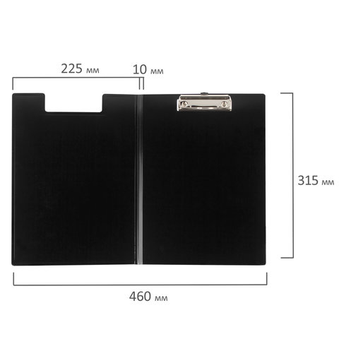 Папка-планшет с крышкой Brauberg Contract (А4, до 80 листов, пластик плотный) черный (223489)