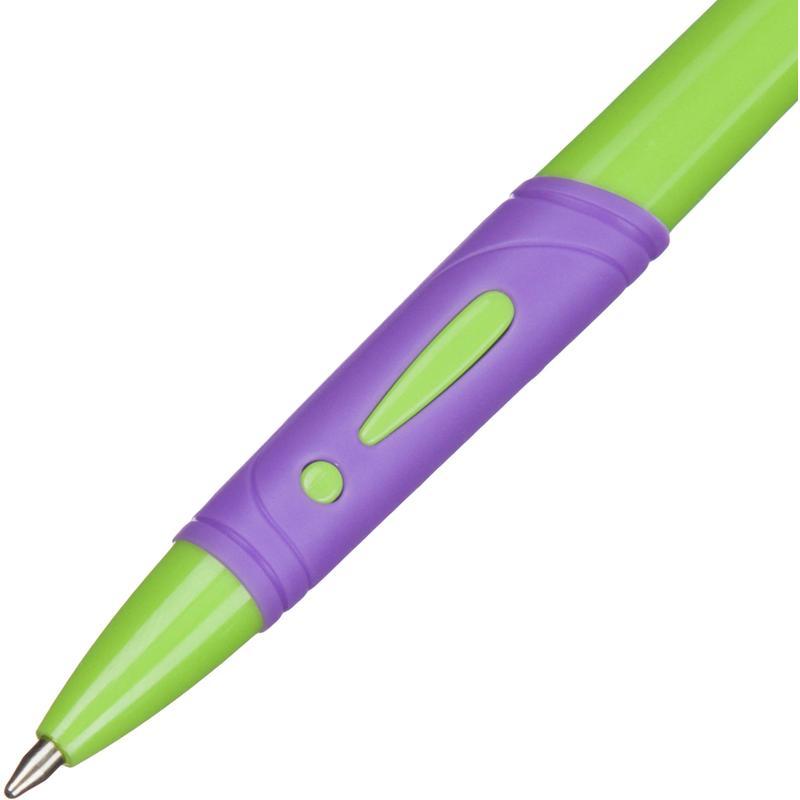 Ручка шариковая автоматическая Attache Vegas (0.33мм, синий цвет чернил, зеленый/фиолетовый корпус), 50шт.