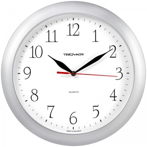 Часы настенные аналоговые Troyka 11170113, серебристая рамка, 29x29x3.5см
