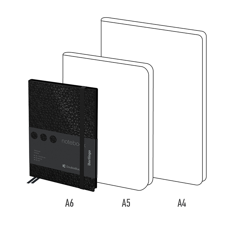 Записная книжка А6 Berlingo &quot;DoubleBlack&quot;, 80 листов, кожзам, черный срез, черная, с рисунком (NB0_94603)