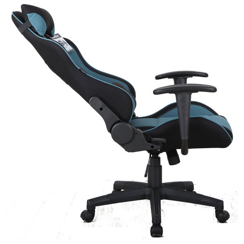 Кресло игровое Brabix &quot;GT Racer GM-100&quot;, две подушки&quot;, ткань черная/голубая, пластик
