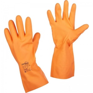 Перчатки защитные латексные Manipula Specialist "Цетра" L-F-04, размер 10-10.5 (XL), оранжевые, 1 пара
