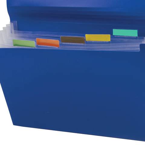 Папка-органайзер на резинке Brauberg (А4, 6 отделений, пластиковый индекс) синяя (224144), 12шт.