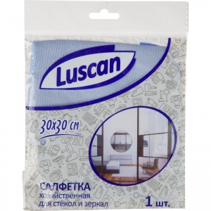 Салфетка хозяйственная Luscan (30x30см) микрофибра синяя, 230 г/кв.м, 1шт.