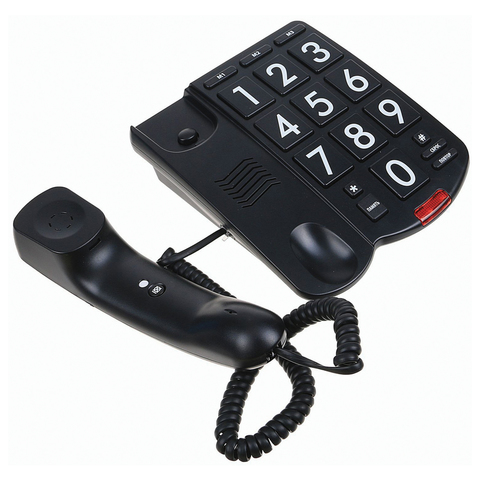 Проводной телефон Ritmix RT-520 black, быстрый набор 3 номеров, крупные кнопки, черный (15118354)