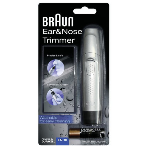 Триммер для носа и ушей Braun EN10, беспроводной, серебристый