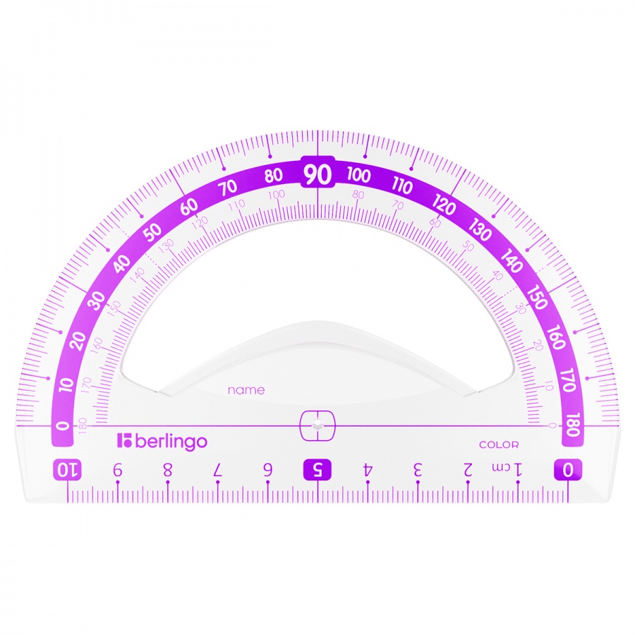 Транспортир 10см, 180° Berlingo Color, цветной (PT_30010)