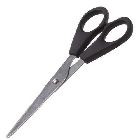 Ножницы Staff 140мм, симметричные ручки, остроконечные, черные (235458), 12шт.