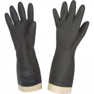 Перчатки защитные латексные КРИЗ КЩС тип 1, черные, размер 2, 1 пара