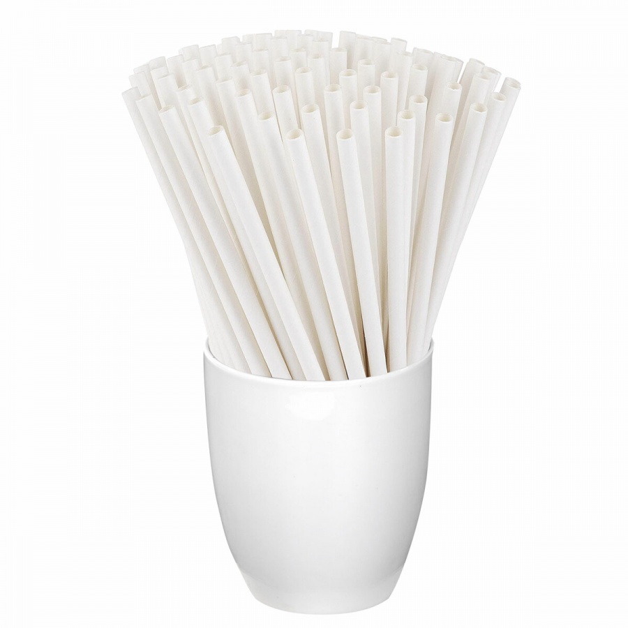 Трубочки для коктейля Лайма, бумажные, прямые, 6х205мм, белые, 50шт.