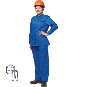 Спец.одежда летняя Костюм женский л06-КБР, куртка/брюки, васильковый с оранжевым (размер 64-66, рост 158-164)