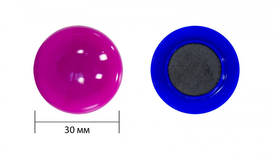 Магнитный держатель для досок LITE (d=30мм, круг) цветной, блистер, 5шт., 12 уп.