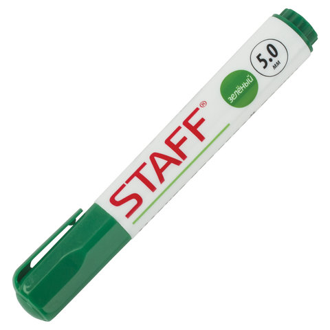 Маркер для досок Staff (круглый наконечник, 5мм, зеленый)