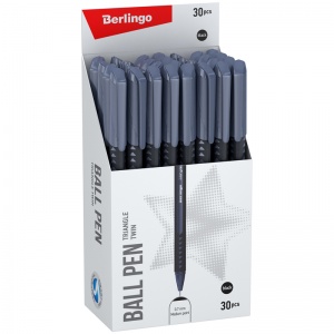 Ручка шариковая Berlingo Triangle Twin (0.7мм, черный цвет чернил) игольчатый стержень) 30шт. (CBp_07284)
