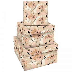 Набор квадратных коробок 3-в-1 MESHU "Floral mood" (19,5x19,5x11-15,5x15,5x9см) (MS_46589), 8 уп.