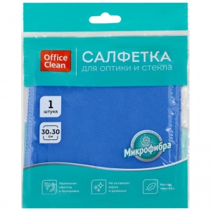 Салфетка хозяйственная OfficeClean "Стандарт" (30х30см) для стекла, микрофибра, синяя, 10шт. (320869)