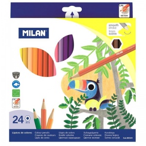 Карандаши цветные 24 цвета Milan 211 (L=174мм, D=6.4мм, d=2.9мм, 6гр) картонная упаковка (80024)