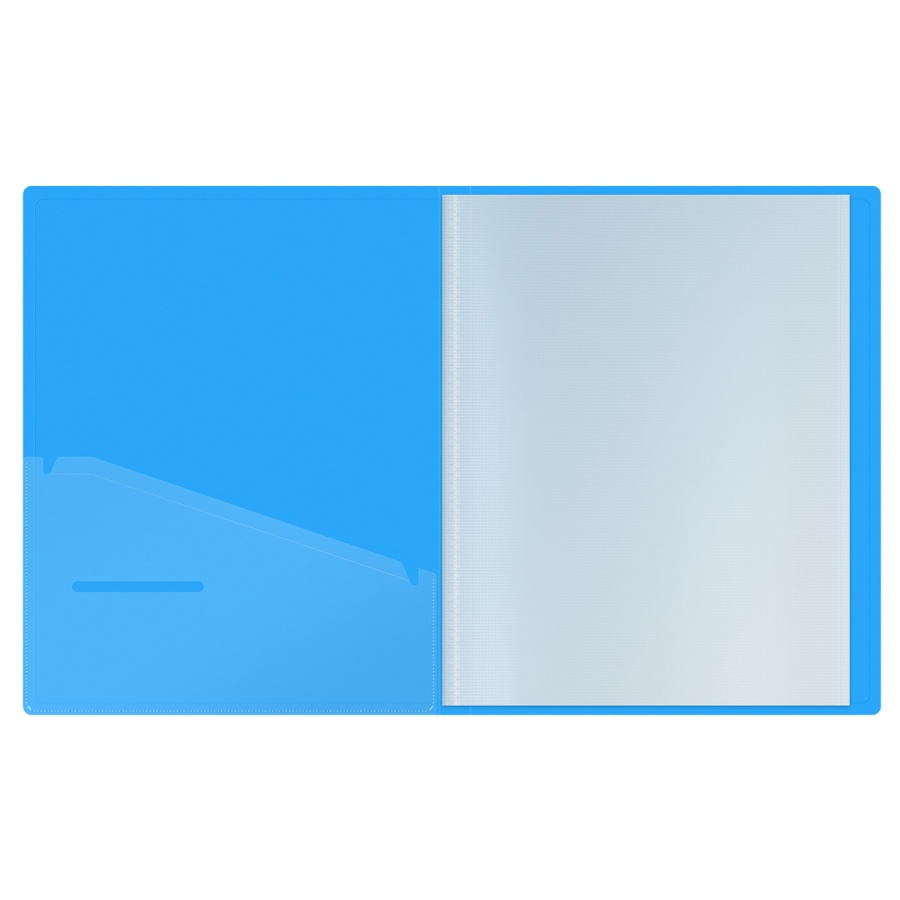 Папка файловая 60 вкладышей Berlingo Neon (А4, пластик, 24мм, 1000мкм) голубой неон (DB4_60393)