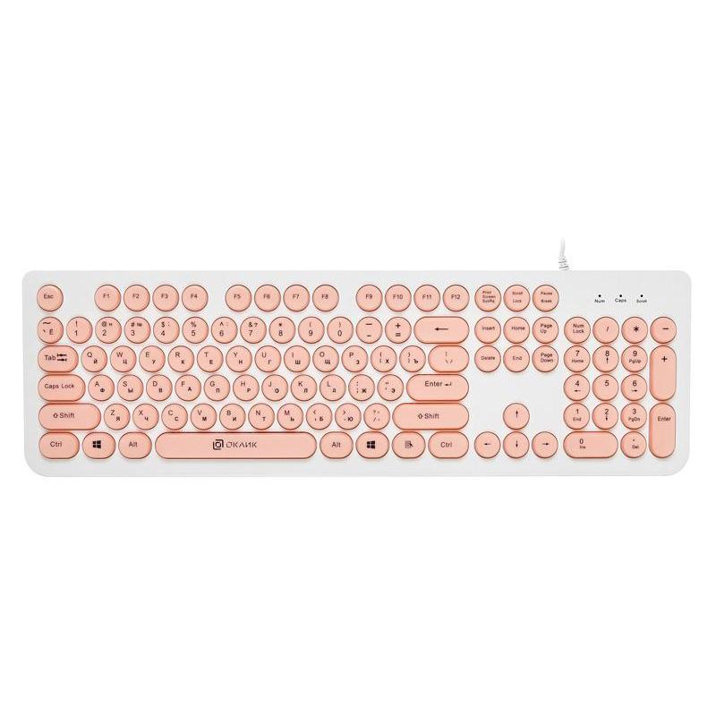 Клавиатура Oklick 400MR, белый и розовый