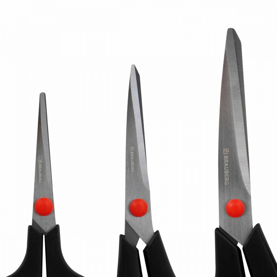 Ножницы Brauberg, набор 3шт. (140мм, 190мм, 240мм), эргономичные вставки (238168)