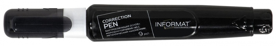 Корректирующая ручка inФОРМАТ, 9мл, металлический наконечник, черный корпус
