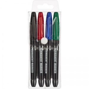Набор перманентных маркеров CC1950 (3-5мм, круглый наконечник, синий/черный/красный/зеленый) 4шт.
