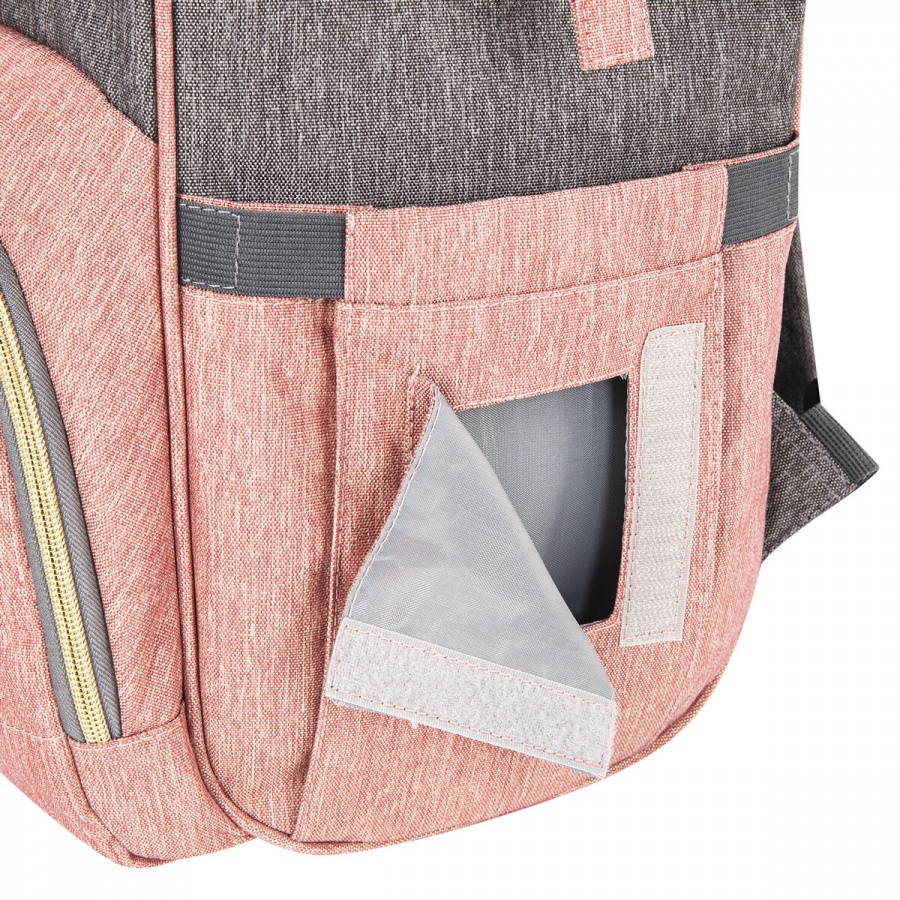 Рюкзак для мамы Brauberg Mommy с ковриком, крепления на коляску, термокарманы, серый/бордовый, 40x26x17см (270821)