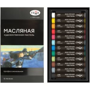 Пастель масляная 12 цветов Гамма, картон. упаковка (5042312)