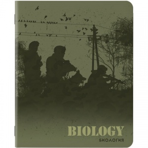 Тетрадь предметная для работ по биологии Brauberg "Military" (А5, 48л, клетка, обложка soft touch, справочная инф.) 10шт. (404005)